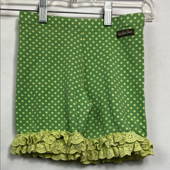 Matilda Jane Other - Matilda Jane Lime Polka Dot High Waist Shorts with eyelet ruffle size 10
